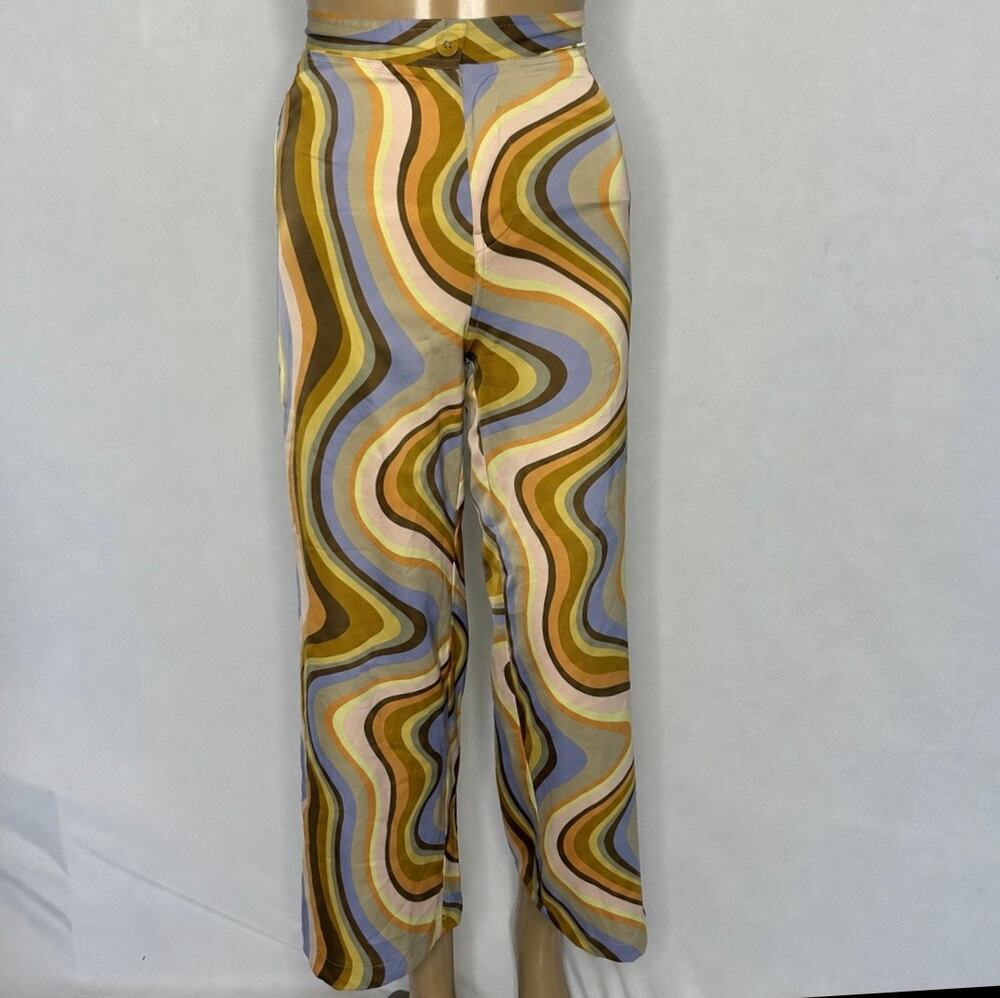 Urban Outfitters XXS Psychedelic Swirl Wide Leg Pants Retro 70s Y2K
